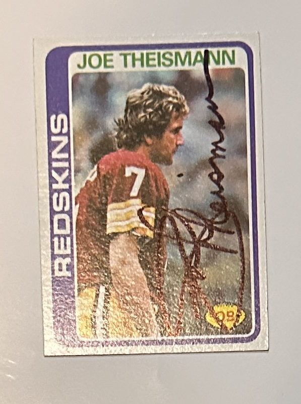 Joe Theismann Autographed REDSKINS CARD 