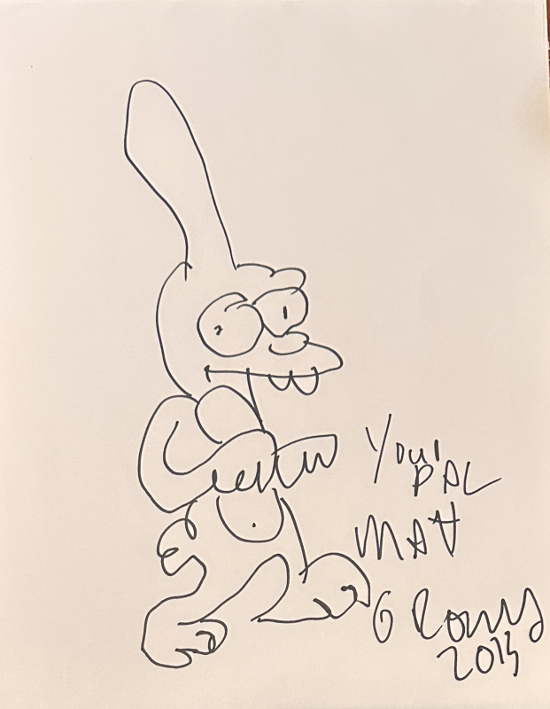 Matt Groening Autographed Drawn Sketch