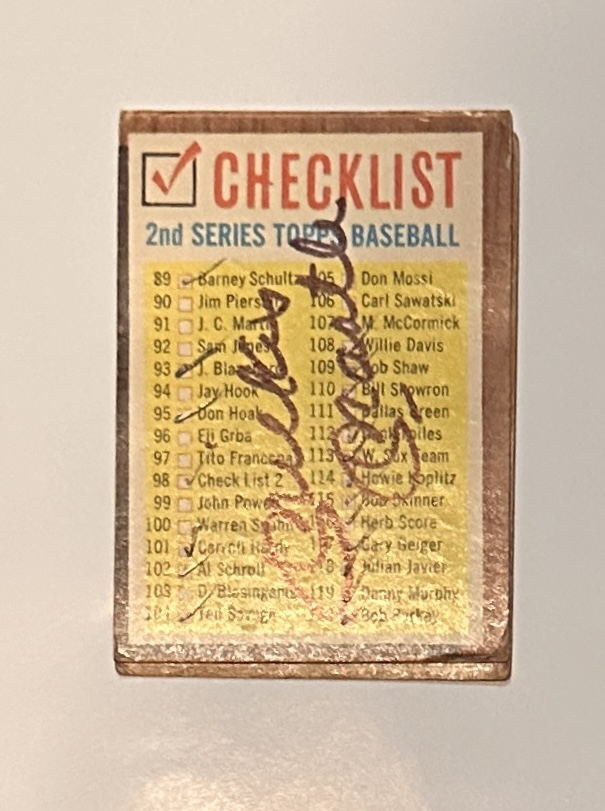 Mickey Mantle Autographed Topps Check list