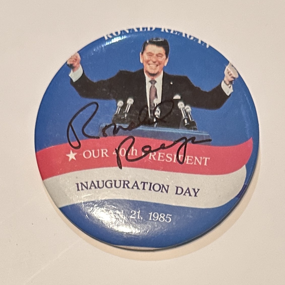 Ronald Reagan Autographed Political Pin