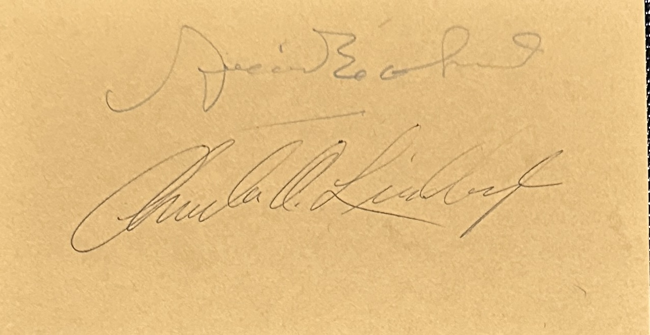 Amelia Earhart Charles Lindbergh Cut Autograph