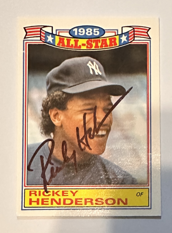 Rickey Henderson Autographed Card 
