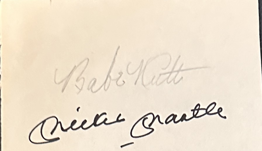 Babe Ruth Mickey Mantle Autographed Cut