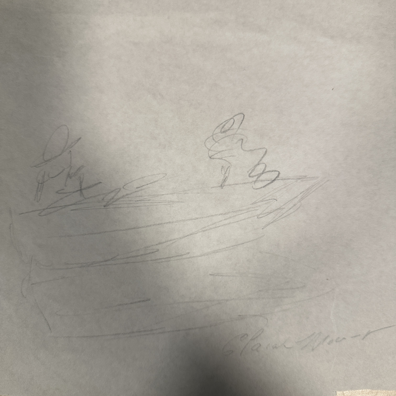 Claude Monet Autographed Hand Drawn Sketch