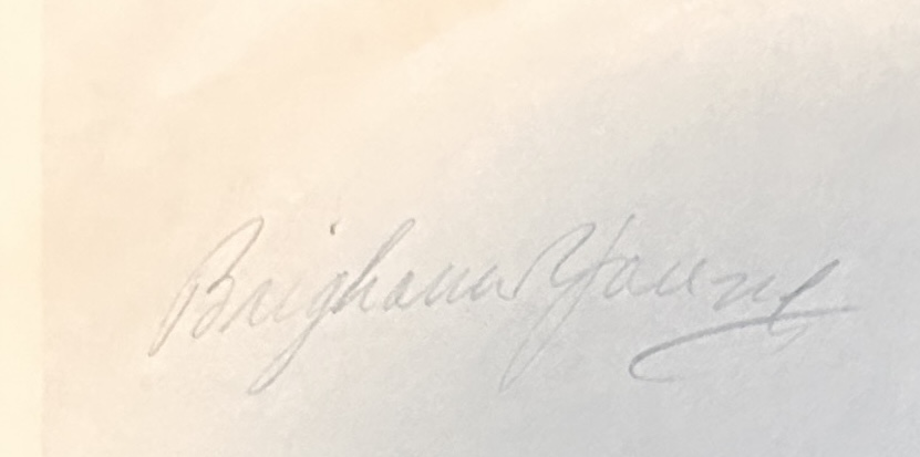 Brigham Young Autographed Page 