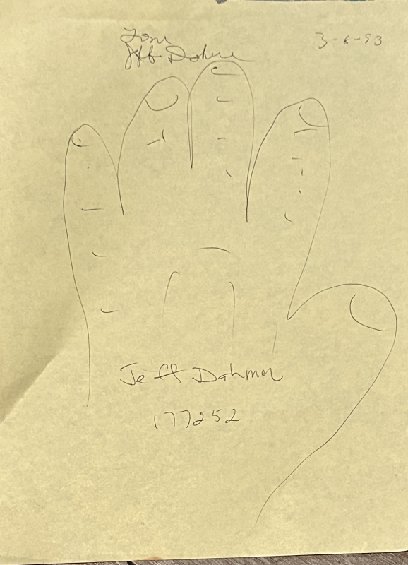 Jeffrey Dahmer Autographed HandPrint