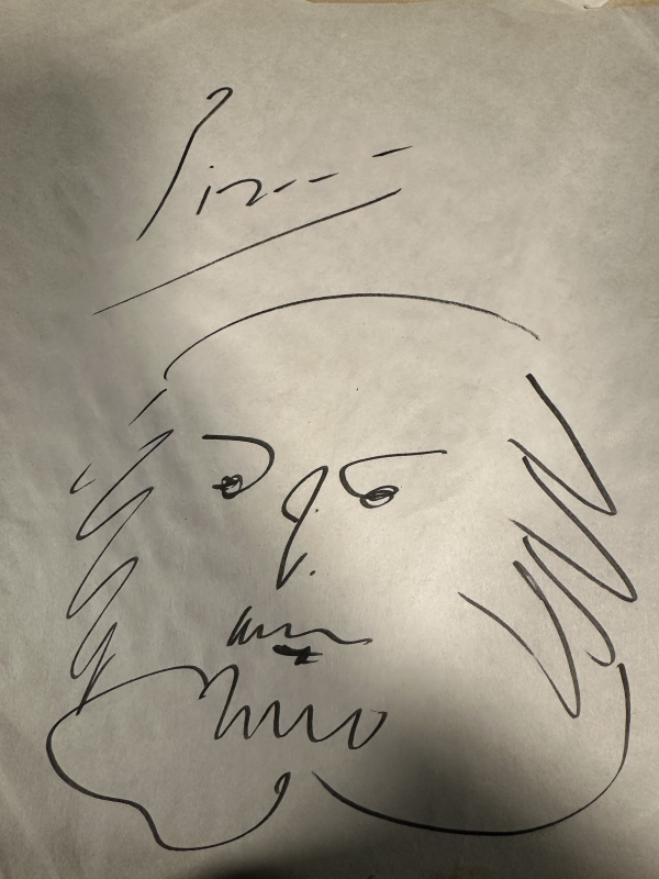Pablo Picasso AUTOGRAPHED Handwritten Drawing