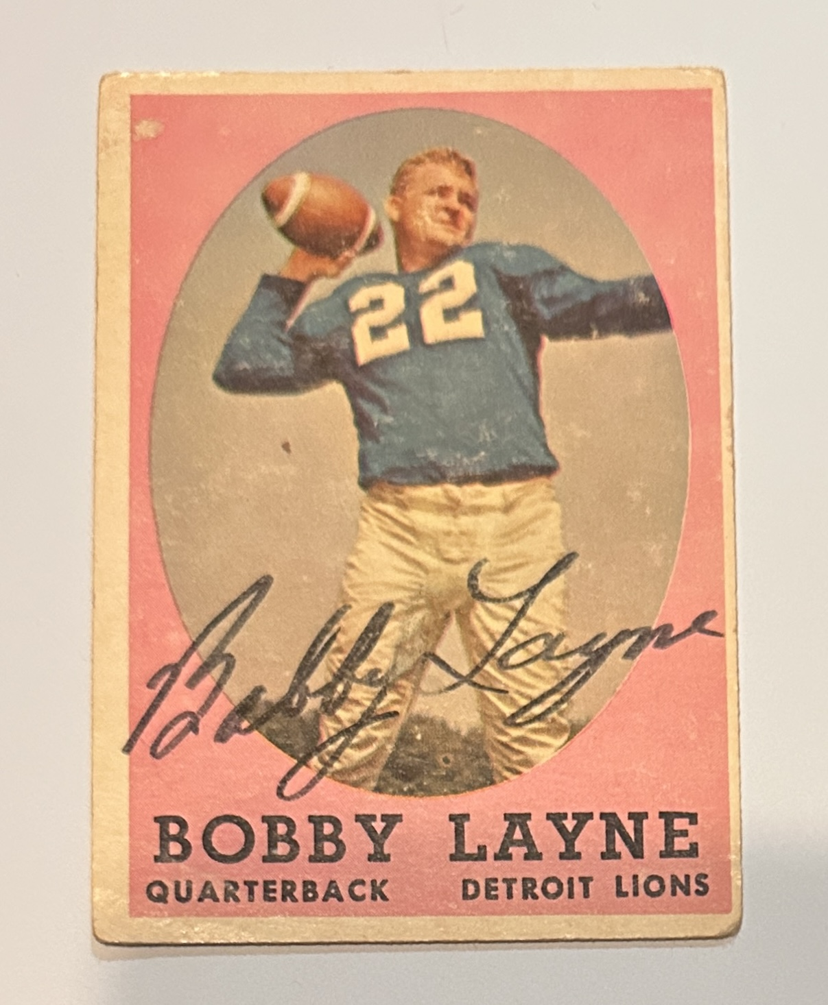 Bobby Layne Autographed Card 