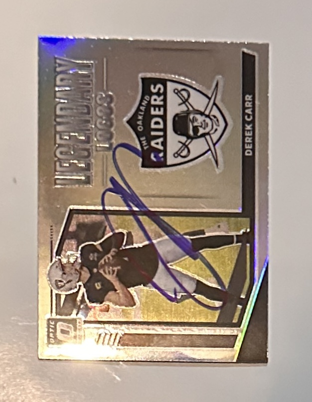 Derek Carr Autographed Raiders Card 