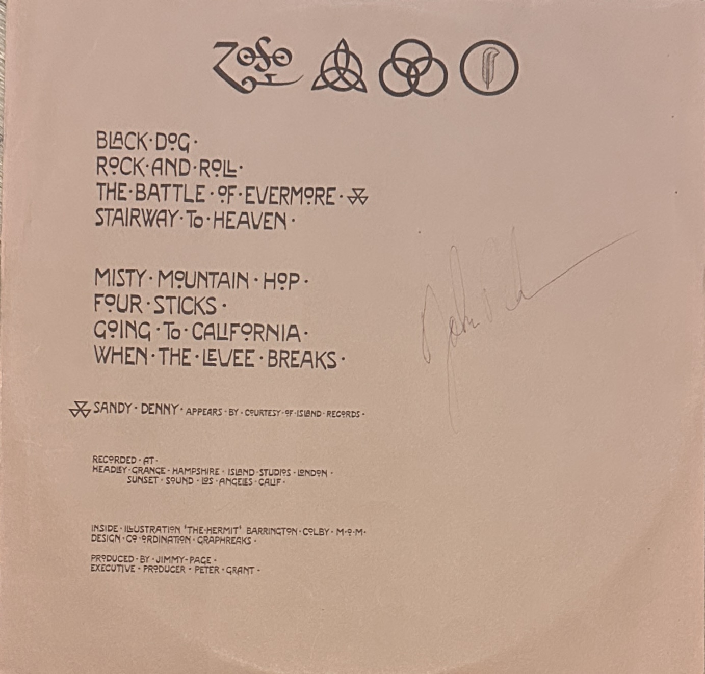 John Bonham Autographed Insert 