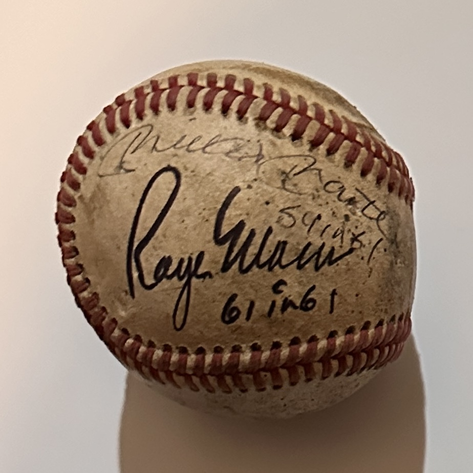 Mickey Mantle Roger Maris Autographed BASEBALL WITH 1961 Inscriptions!