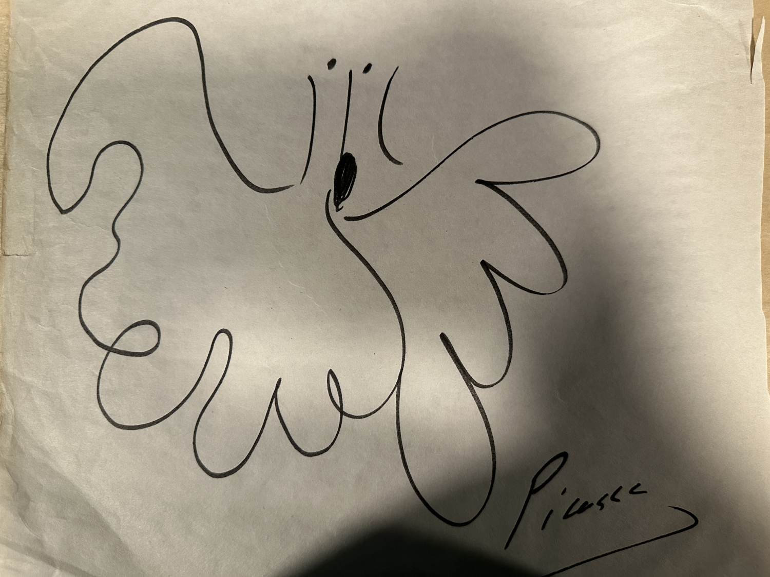 Pablo Picasso AUTOGRAPHED Handwritten Drawing